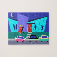 Retro offenes Haus-Party-Puzzlespiel