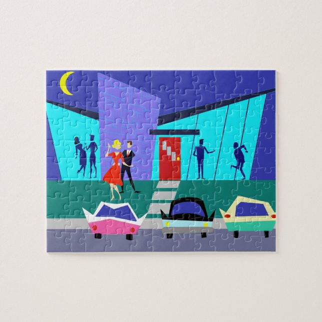 Retro offenes Haus-Party-Puzzlespiel Puzzle (Horizontal)