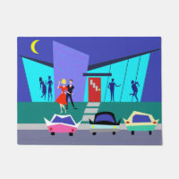 Retro offenes Haus-Party-Tür-Matte