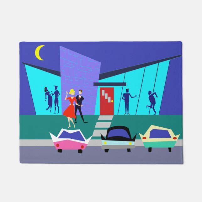 Retro offenes Haus-Party-Tür-Matte Fußmatte (Vorderseite)