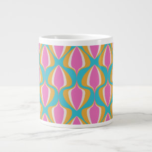 Retro Ogee Blau Orange Pink Jumbo-Tasse