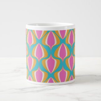 Retro Ogee Blue Orange Pink Jumbo-Tasse