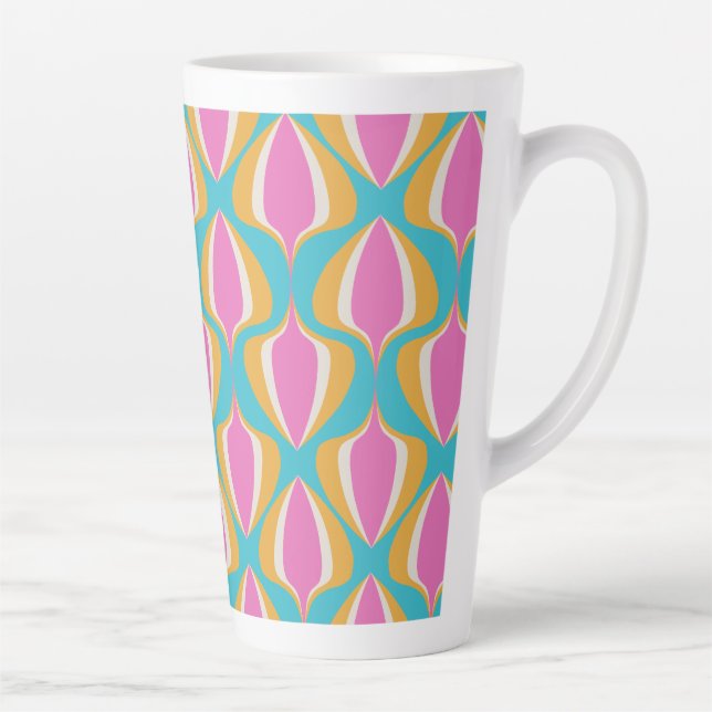 Retro Ogee Blue Orange Pink Milchtasse (Rechts)