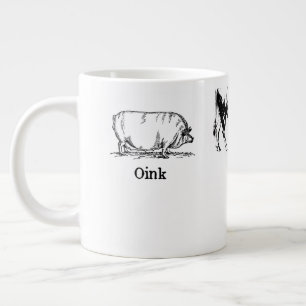 Retro Oink Moo Cluck Pig Kuh Hühnchen Jumbo-Tasse