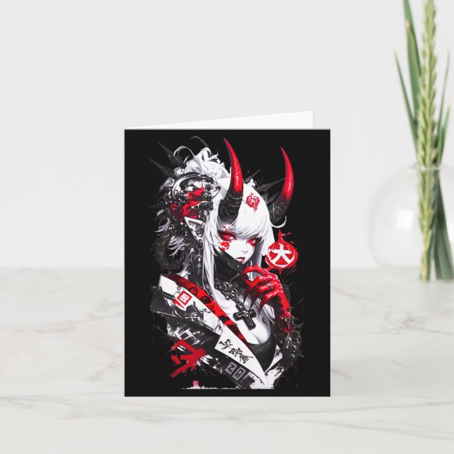 Retro Okami Mädchen Basic Japan Stil Fuchs Cute Co Karte (Vorderseite)