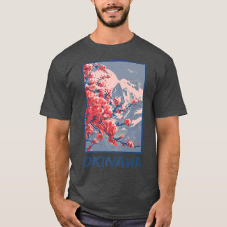 Retro Okinawa Japan Sakura Cherry Blossom  T-Shirt