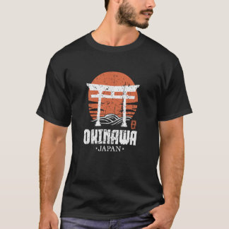 Retro Okinawa Japan Torii-Tor japanische Kanji-Sou T-Shirt