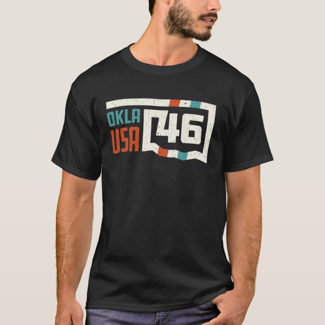Retro Oklahoma State Map Okla USA 46th State Vinta T-Shirt (Vorderseite)