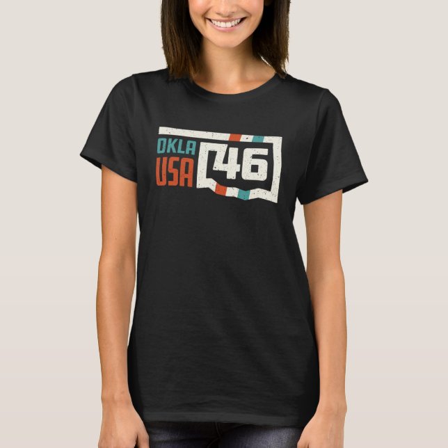 Retro Oklahoma State Map Okla USA 46th State Vinta T-Shirt (Vorderseite)