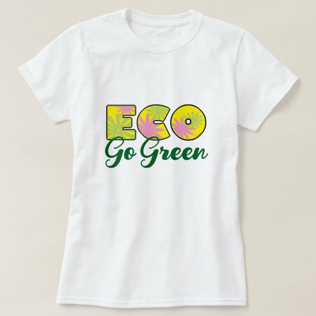 Retro-Öko-Design Go Green T-Shirt (Design vorne)