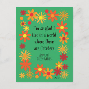 Retro Oktober Anne von Green Gables Fall Floral Postkarte