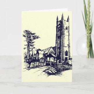Retro Old English Church Card Feiertagskarte