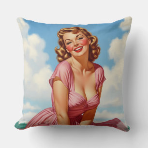 Retro Old Hollywood Glamour Blonde Button-up Ar Kissen