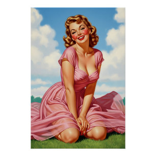Retro Old Hollywood Glamour Blonde Button-up Ar Poster