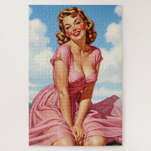 Retro Old Hollywood Glamour Blonde Button-up Ar Puzzle