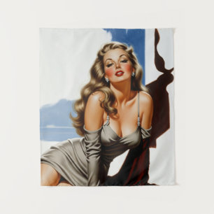 Retro Old Hollywood Schöne Blonde Frau Wandteppich
