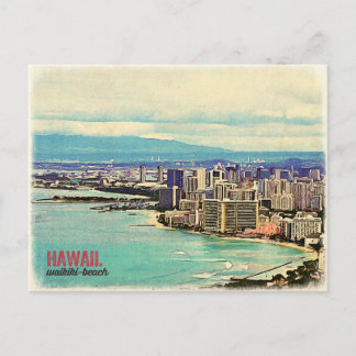 Retro Old Look Hawaii Oahu Island Waikiki Beach Postkarte