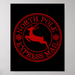 Retro Old modische North Pole Express Mail Reinde Poster