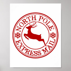 Retro Old modische North Pole Express Mail Reinde Poster