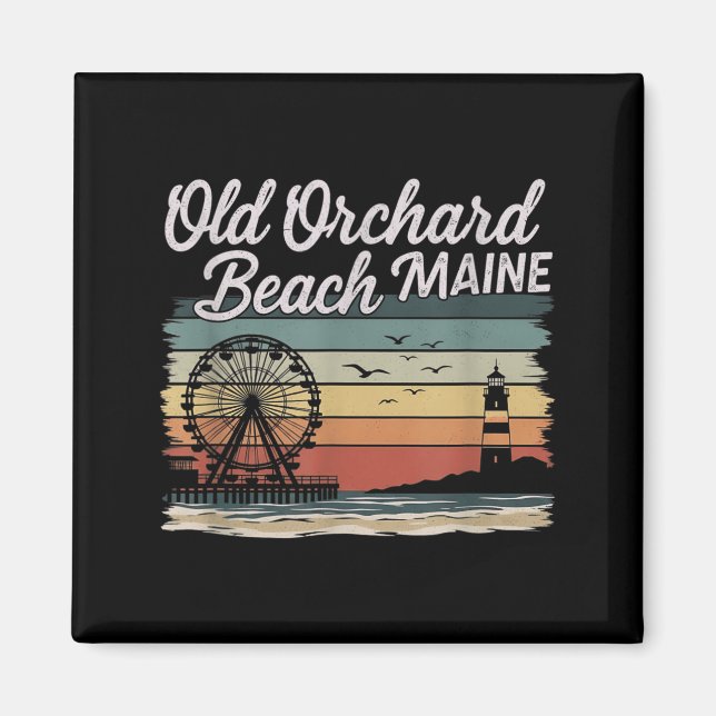 Retro Old Orchard Beach Maine Grafikdesign Magnet (Vorne)