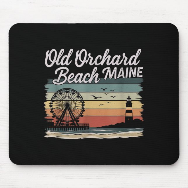 Retro Old Orchard Beach Maine Grafikdesign Mousepad (Vorne)