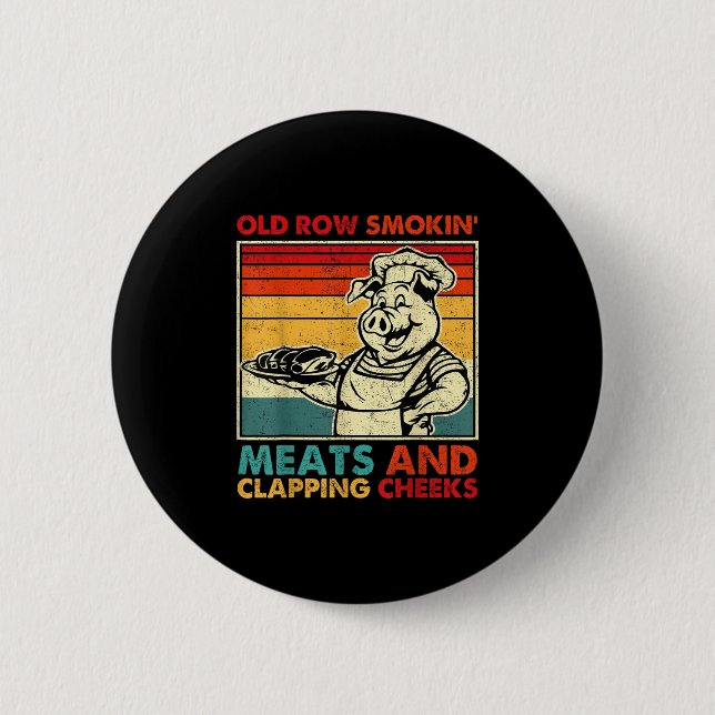 Retro Old Row raucht Fleisch und klatscht Wangen F Button (Vorderseite)