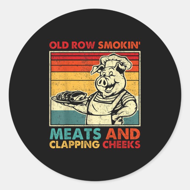 Retro Old Row Smoking Meats And Clapping Cheeks Fu Runder Aufkleber (Vorderseite)