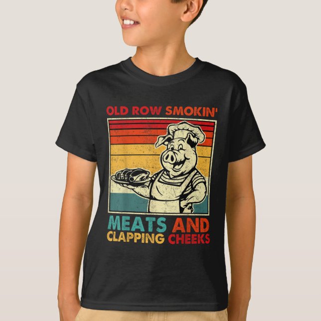 Retro Old Row Smoking Meats And Clapping Cheeks Fu T-Shirt (Vorderseite)