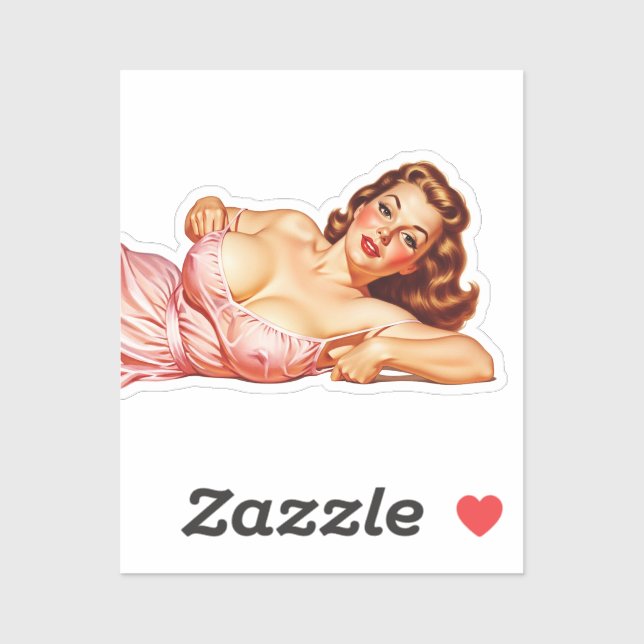 Retro Old School Button-up Girl Art Aufkleber (Blatt)