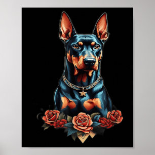 Retro Old School Style Dog Art Vintag Doberman Ta Poster