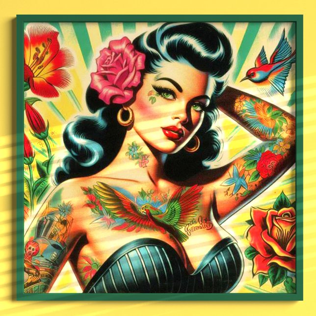 Retro Old School Tattoo Pinup Poster (Von Creator hochgeladen)
