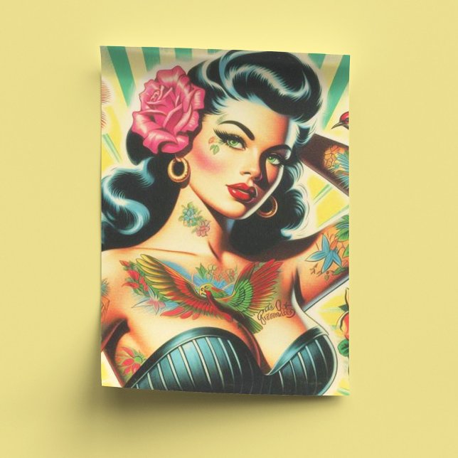 Retro Old School Tattoo Pinup Seidenpapier (Von Creator hochgeladen)