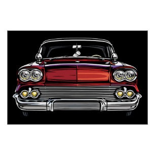 Retro Oldtimer Auto Front Würfel Pop Art Druck