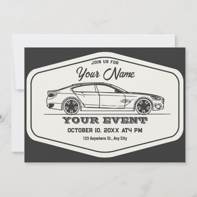 Retro Oldtimer  Einladung (Vorderseite)