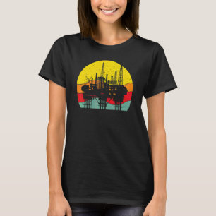 Retro Ölförderpumpe Ölbohrinsel Ölmann Ölfeld Wo T-Shirt