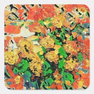 Retro-Ölgemälde: Van Gogh Monet Quadratischer Aufkleber