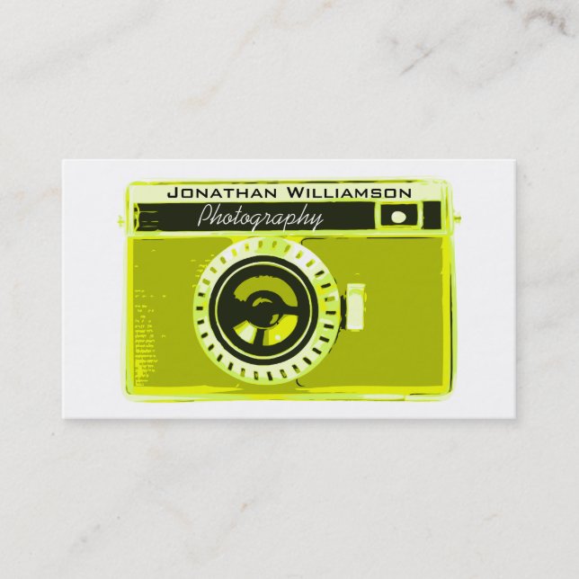 Retro Olive Camera Fotografy Business Cards Visitenkarte (Vorderseite)