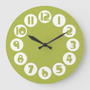 Retro Olive Green Clock Große Wanduhr