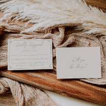 Retro Olive Green Hand Written Drawn Wedding