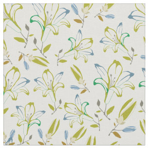Retro Olive Green Lilie Blume Muster für DIY Mask Stoff