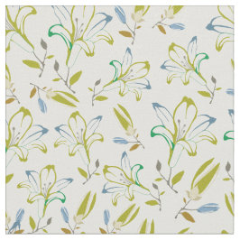 Retro Olive Green Lilie Blume Muster Stoff