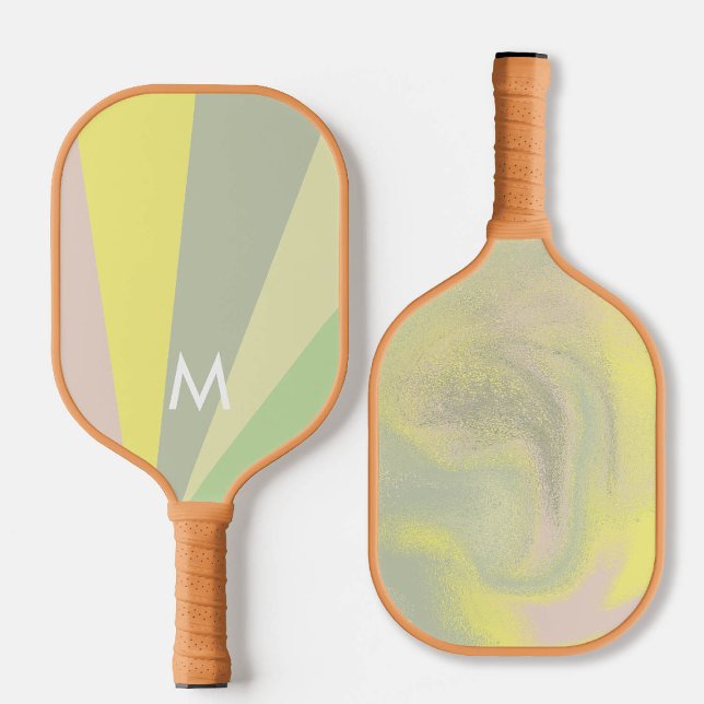 Retro Olive Sorbet Monogram Modern Personalisiert Pickleball Schläger (personalized pickleball paddle monogram retro mint green mauve purple pink custom sports gift)
