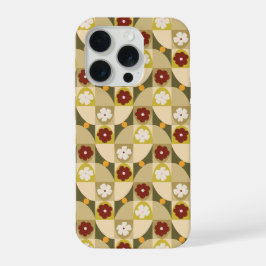 Retro olivgrün abstrakte geometrische mit floralen iPhone 15 pro hülle
