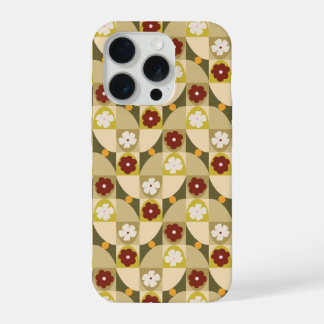 Retro olivgrün abstrakte geometrische mit floralen iPhone 15 pro hülle