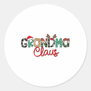 Retro Oma Claus Reindeer Christmas Matching Fa Runder Aufkleber