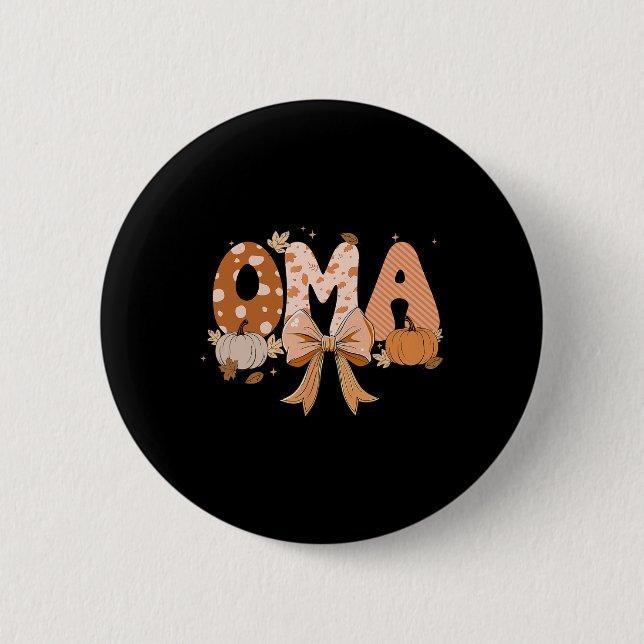 Retro Oma Coquette Bows Leopard Fall Erntedank Button (Vorderseite)