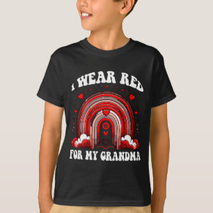 Retro Oma Herzkrankheit Bewusstsein Regenbogen Rüc T-Shirt