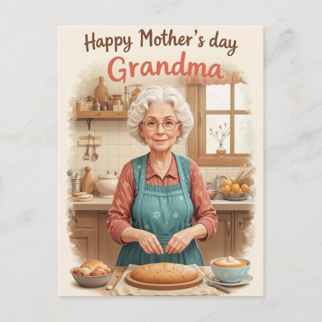 Retro-Oma-Mütter Tag Vintager Charm Postkarte (Vorderseite)