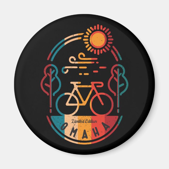 Retro Omaha Radweg Magnet (Vorne)