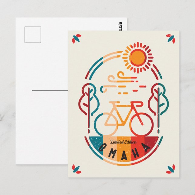 Retro Omaha Radweg Postkarte (Vorne/Hinten)